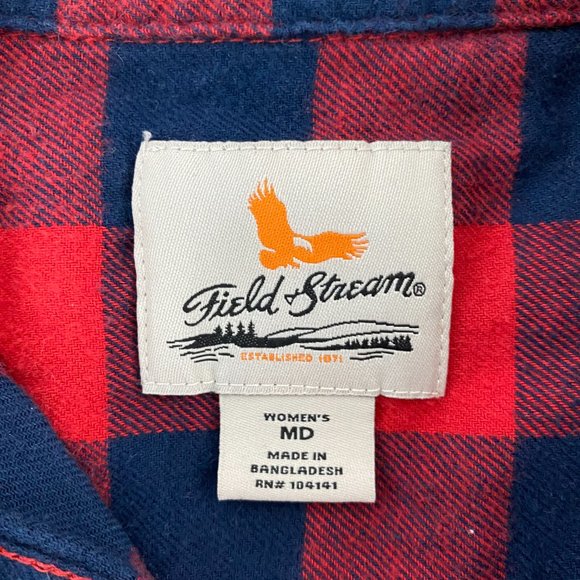 Field and Stream Red Navy Plaid Button Down Shirt - Picture 3 of 6